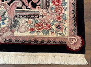 Aubusson Rug 4x6, Elegant European Floral Design, Black and Ivory, Fine 200 KPSI - Jewel RugsShopify CollectiveHUNTEDFOX - Aubusson Rug 4x6, Elegant European Floral Design, Black and Ivory, Fine 200 KPSI