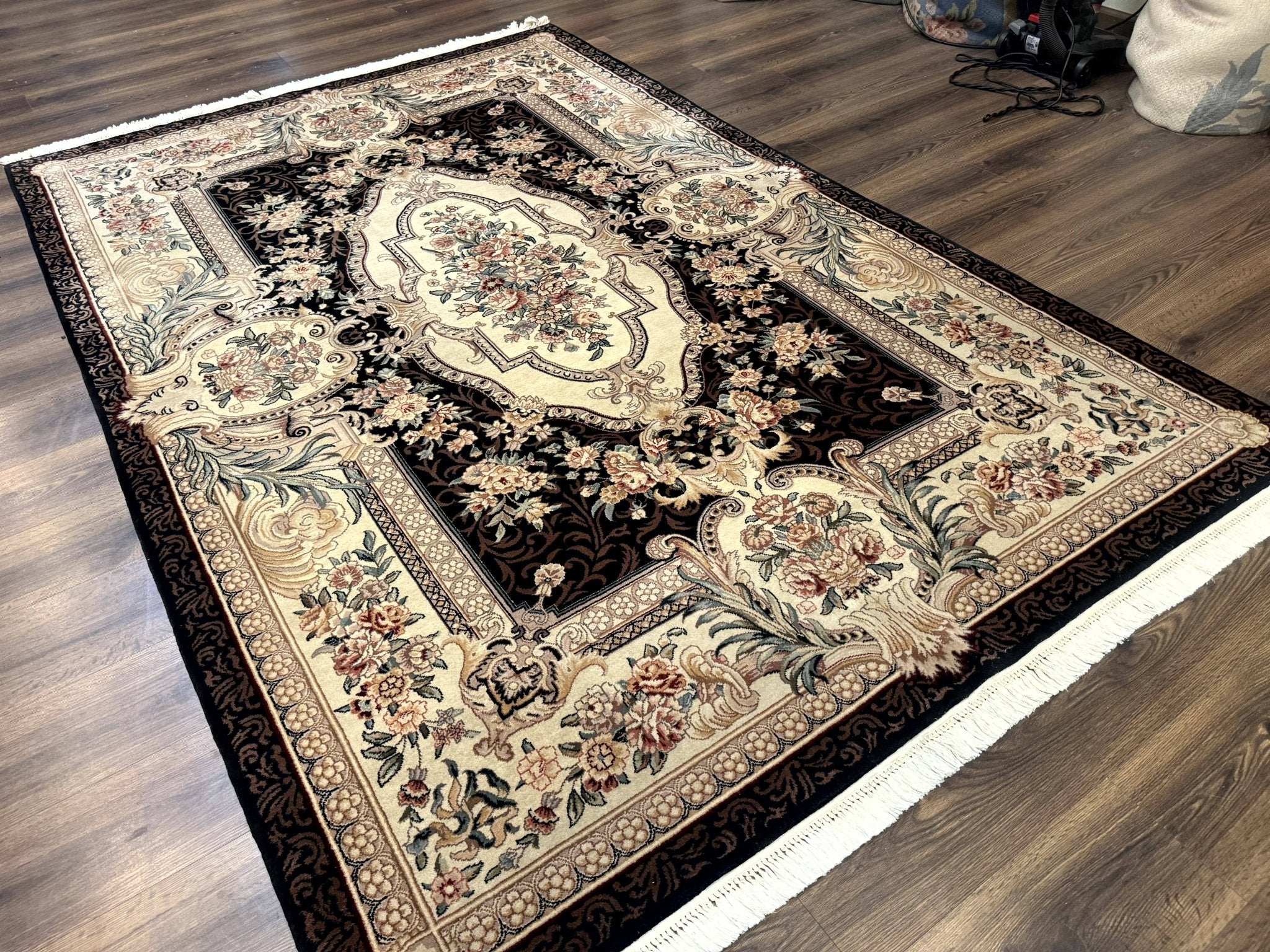 Aubusson Rug 6x9, European Design, Fine 170 KPSI, Elegant Carpet - Jewel RugsShopify CollectiveHUNTEDFOX - Aubusson Rug 6x9, European Design, Fine 170 KPSI, Elegant Carpet
