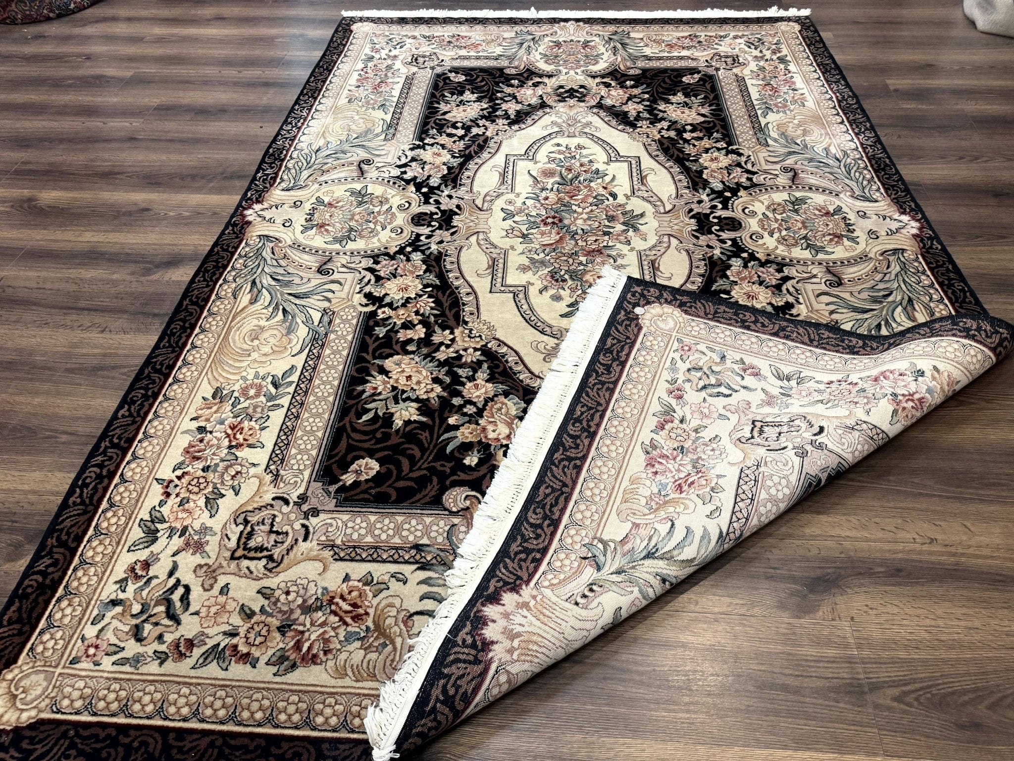 Aubusson Rug 6x9, European Design, Fine 170 KPSI, Elegant Carpet - Jewel RugsShopify CollectiveHUNTEDFOX - Aubusson Rug 6x9, European Design, Fine 170 KPSI, Elegant Carpet