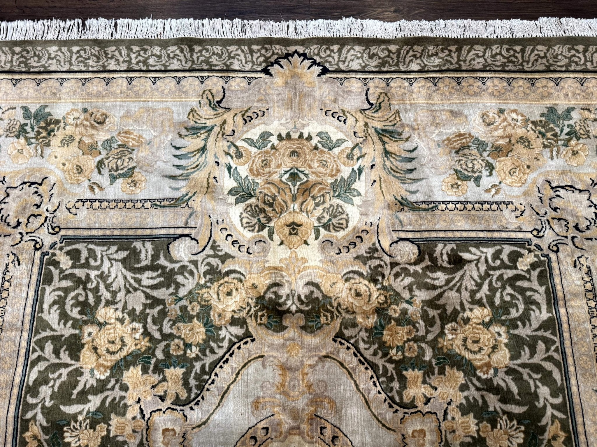 Aubusson Rug 8x10, Very Fine 225 KPSI, Floral, French European Design, Pakistani Carpet - Jewel RugsShopify CollectiveHUNTEDFOX - Aubusson Rug 8x10, Very Fine 225 KPSI, Floral, French European Design, Pakistani Carpet