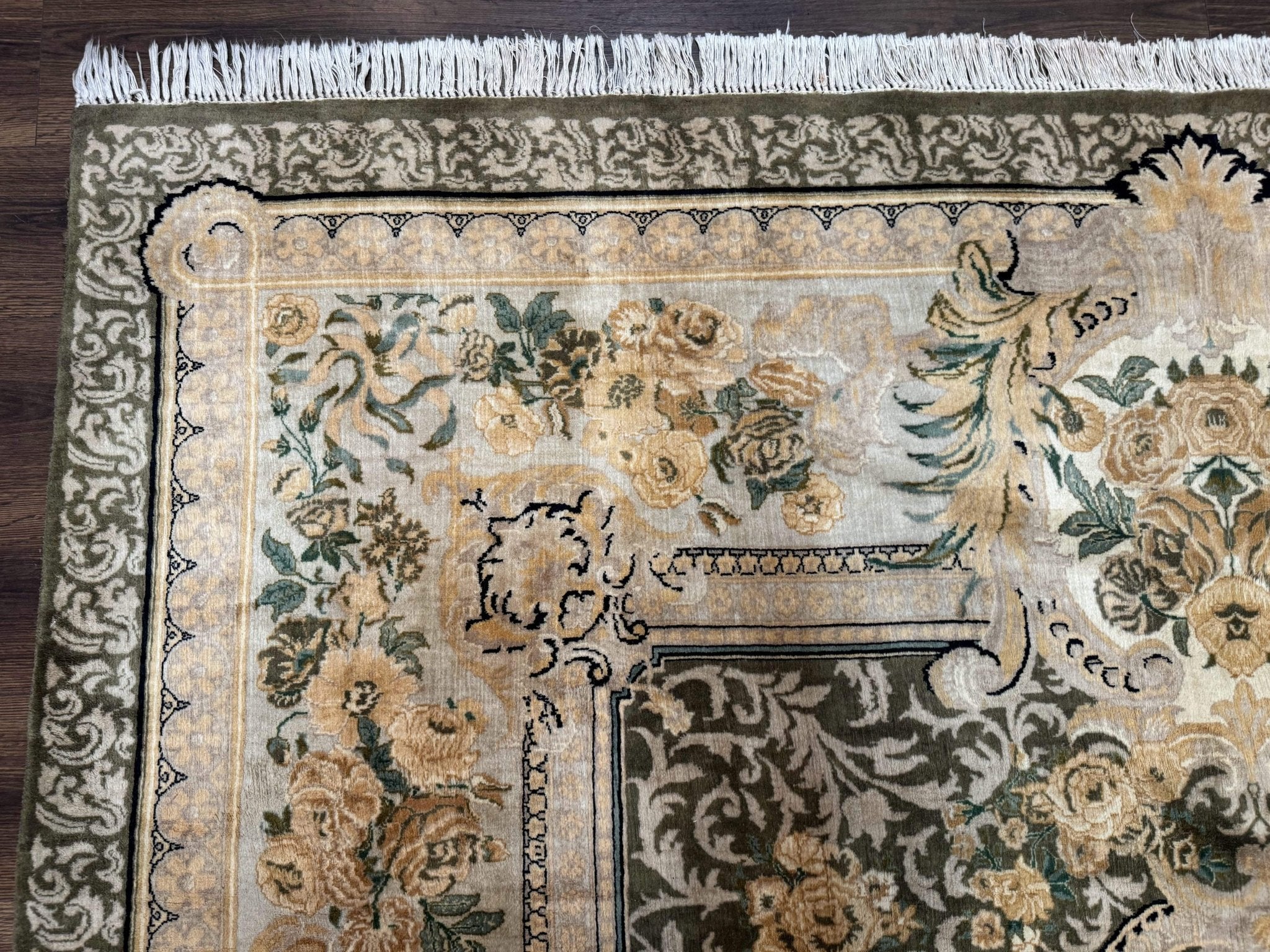 Aubusson Rug 8x10, Very Fine 225 KPSI, Floral, French European Design, Pakistani Carpet - Jewel RugsShopify CollectiveHUNTEDFOX - Aubusson Rug 8x10, Very Fine 225 KPSI, Floral, French European Design, Pakistani Carpet