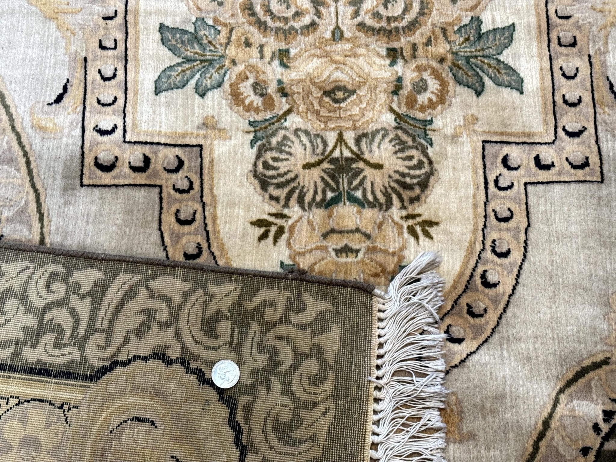 Aubusson Rug 8x10, Very Fine 225 KPSI, Floral, French European Design, Pakistani Carpet - Jewel RugsShopify CollectiveHUNTEDFOX - Aubusson Rug 8x10, Very Fine 225 KPSI, Floral, French European Design, Pakistani Carpet