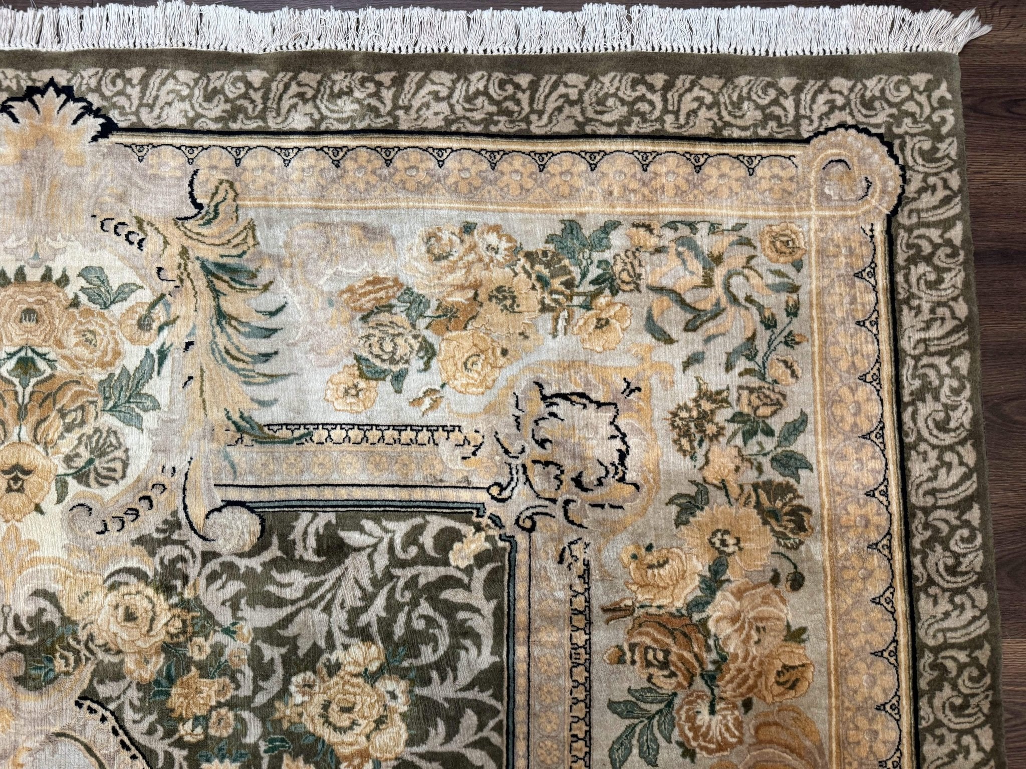 Aubusson Rug 8x10, Very Fine 225 KPSI, Floral, French European Design, Pakistani Carpet - Jewel RugsShopify CollectiveHUNTEDFOX - Aubusson Rug 8x10, Very Fine 225 KPSI, Floral, French European Design, Pakistani Carpet