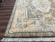 Aubusson Rug 8x10, Very Fine 225 KPSI, Floral, French European Design, Pakistani Carpet - Jewel RugsShopify CollectiveHUNTEDFOX - Aubusson Rug 8x10, Very Fine 225 KPSI, Floral, French European Design, Pakistani Carpet