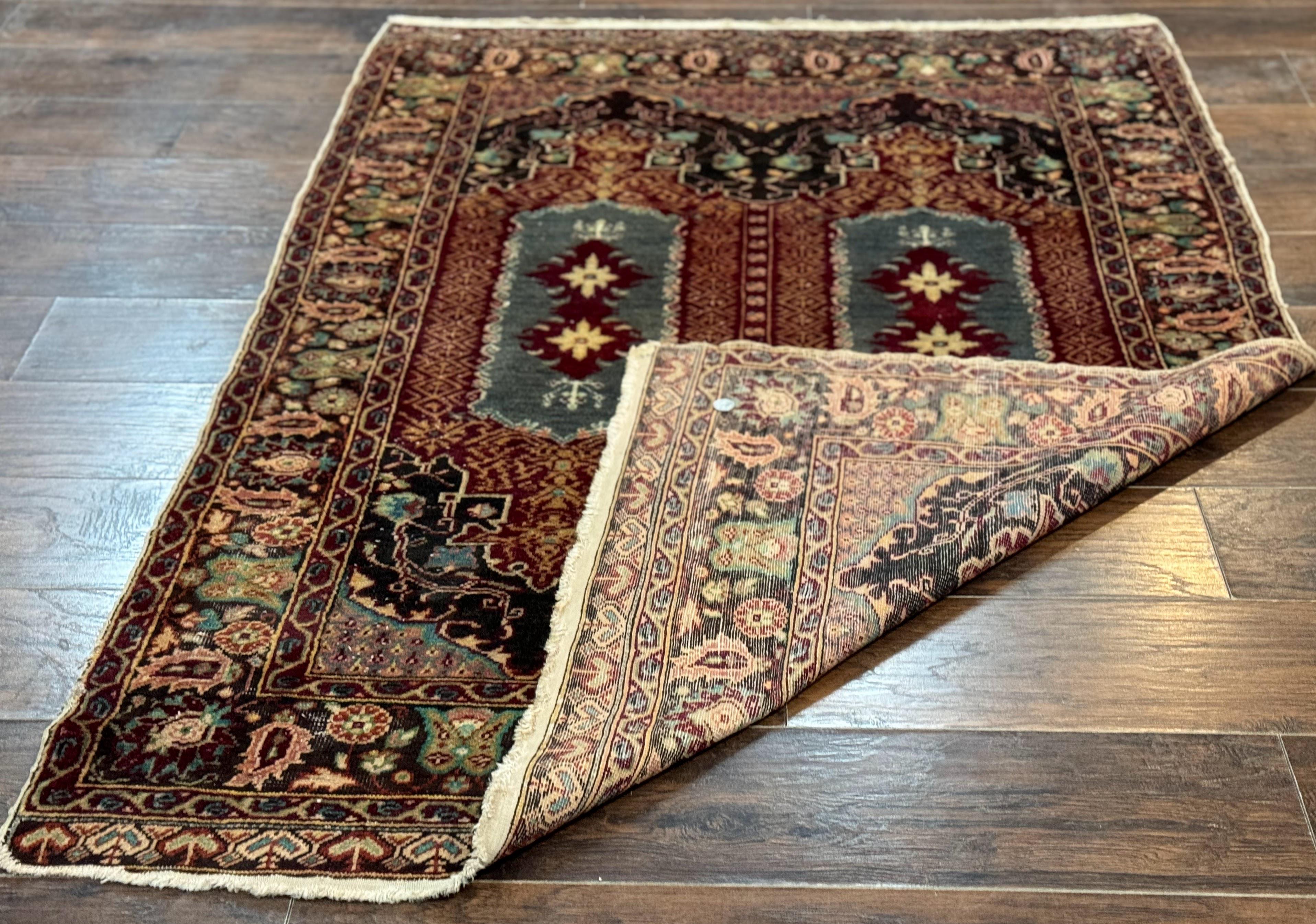 Antique Turkish Rug 4x6, Unique Rare Carpet