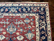 Turkish Flatweave Rug 6x9, Heriz Design, Red and Blue