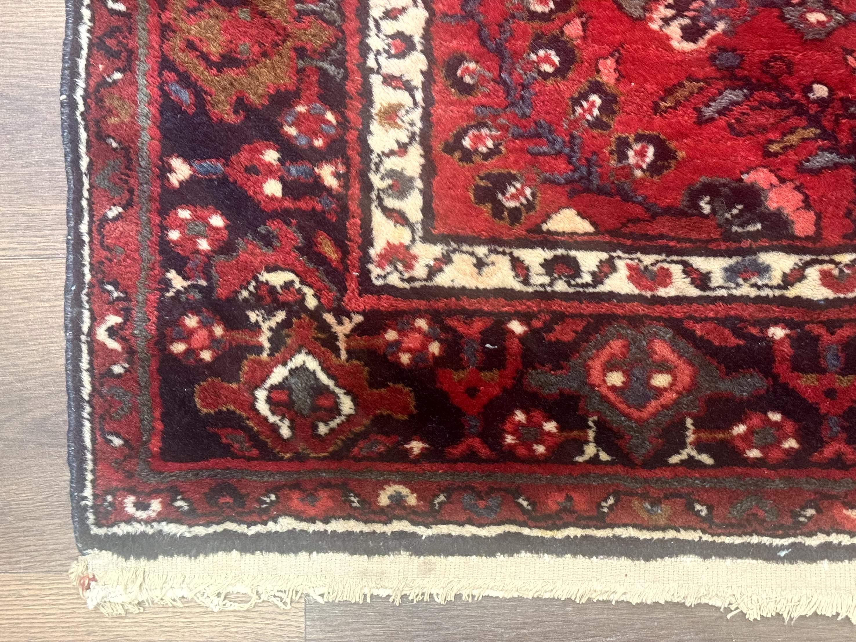 Red Persian Rug 2.6 x 6.8, Floral, Antique Per'sian Carpet, Persian Malayer Rug, Hamadan Rug