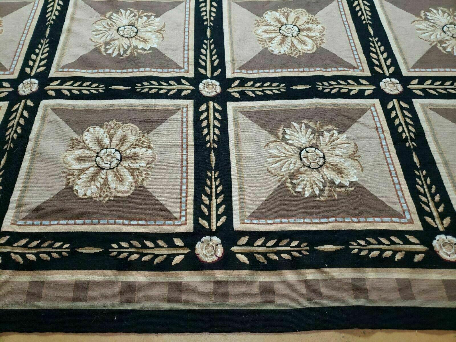 9' X 12' Handmade English Aubusson Savonnerie Design Needlepoint Wool Rug Nice