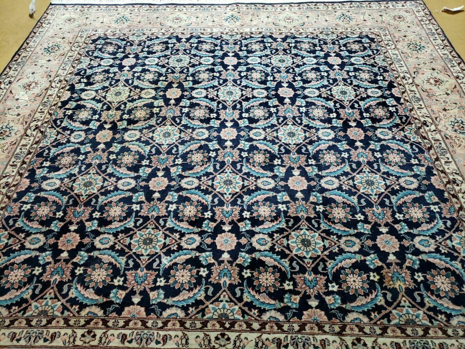 6' X 6' Gorgeous Handmade India Floral Oriental Wool Rug Square Blue Carpet Wow
