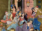 Semi Antique Persian Isfahan Pictoral Rug 4.10x6.1, Wool Handmade High Quality Decorative Carpet