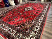 Palace Size Persian Rug 11x18, Red, Bibikabad Rug, Handmade Large Wool Carpet, Persian Hamadan Rug, Dargazin Rug