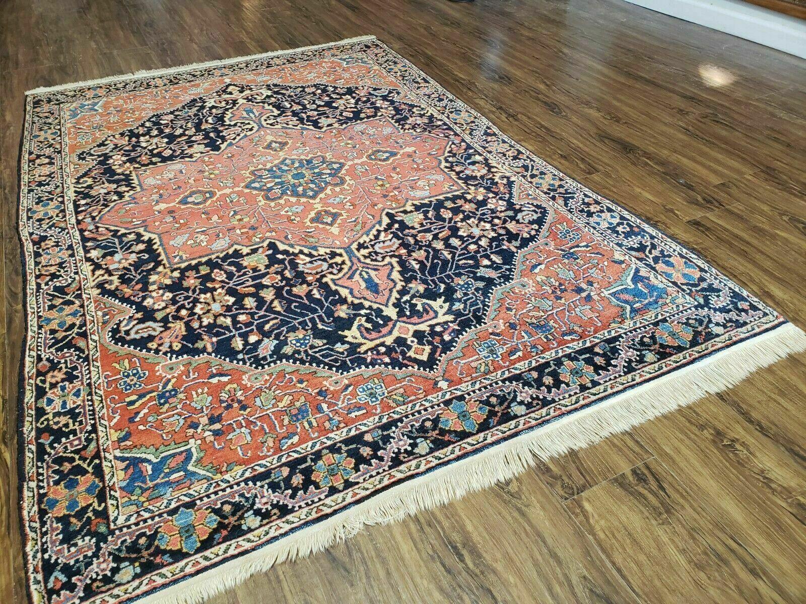 4.5' X 6.5' Handmade Antique Fine Indian Wool Rug Carpet Red