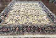 Sino Persian Rug 8x10, Allover Pattern, Beige and Midnight Blue, Wool Oriental Carpet