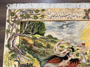 Persian Tabriz Pictorial Rug 5x3, Hafez Poetry In Border, Very Fine Hand Knotted Carpet, Wall Hanging Wool Oriental Carpet 3x5, Highly Detailed