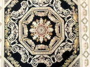 Aubusson Rug 6x8, European Design, Lion Pictorials, Black
