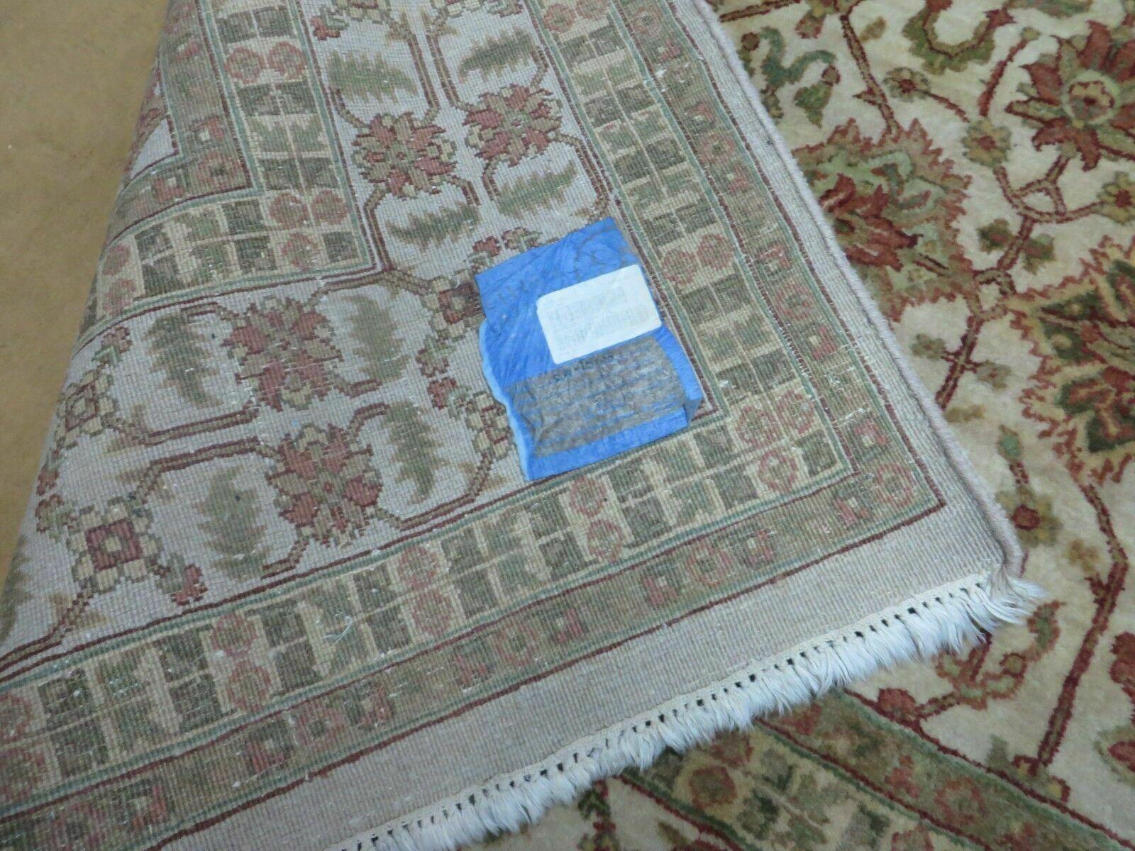 8' 5" X 12' Handmade India Agra Floral Oriental Wool Rug Tea Washed Carpet Nice