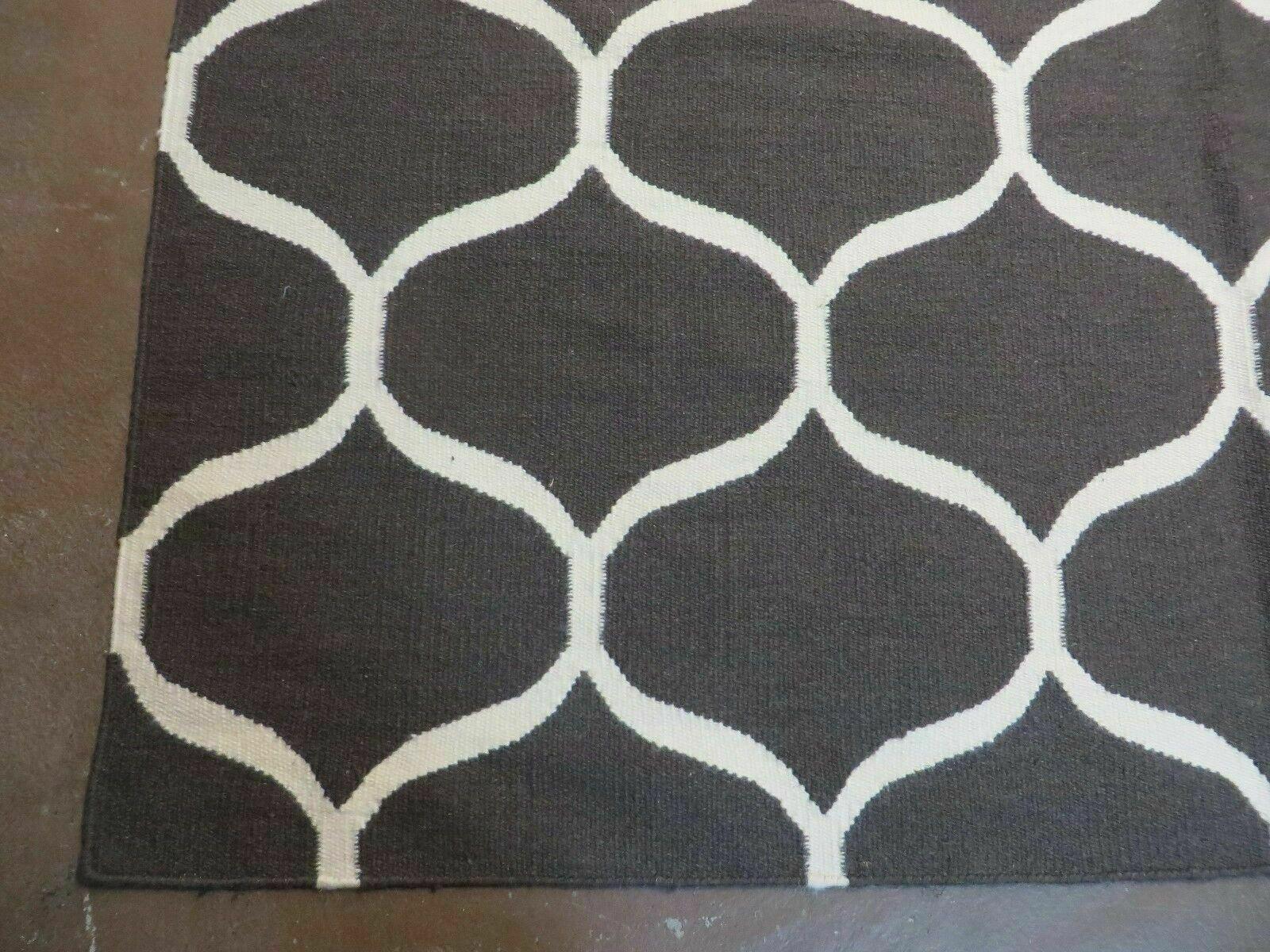 5' X 8' Modern Contemporary Hand Made Flat Weave Wool Rug Veg Dyes Nice