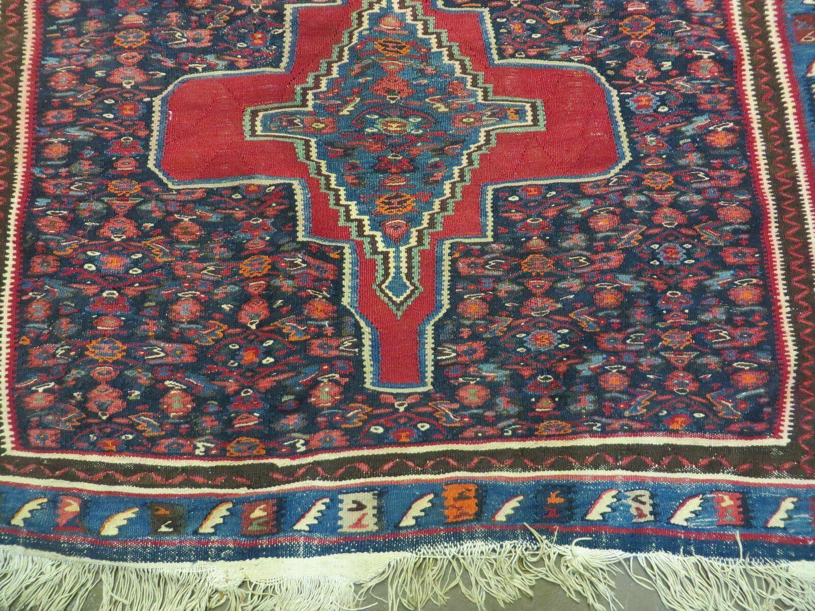 4' X 5' Antique Handmade Turkish Wool Kilim Flat weave Rug Blanket Tribal