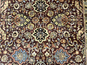 Indo Persian Rug 8x11, Eggplant & Tan, Allover Pattern, Wool Couristan Handmade Rug