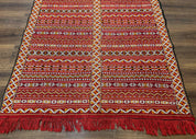 Moroccan Kilim Rug 4x8, Flatweave, Bohemian, Red Ivory Orange