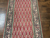 Persian Tabriz Runner Rug 3x16, Paisley Boteh Design, Red and Cream, Rug for Hallway, 16ft Wool Runner