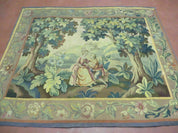 Antique French Tapestry 5x6 French Handmade Aubusson Nature One Of A Kind Rare