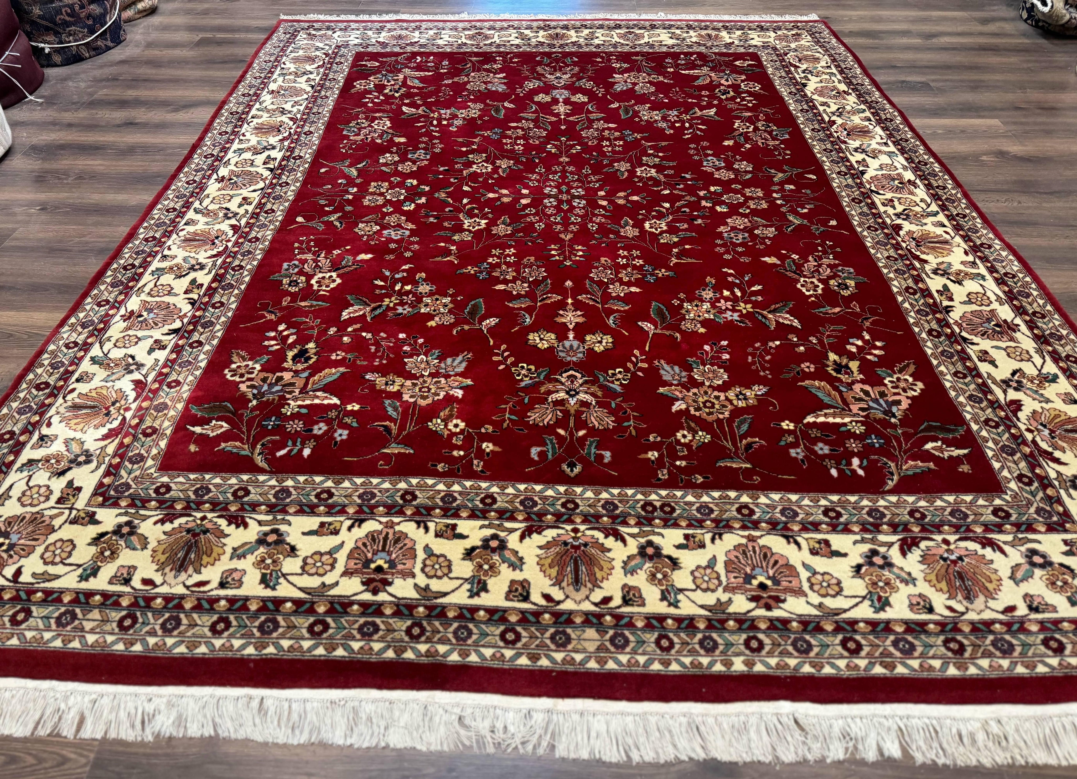 Indo Persian Rug 8x10, Red and Cream, Floral, Pande Cameron