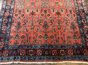 Antique Persian Tribal Rug 5 x 6.6, Tomato Red, Hamadan Angelas Rug