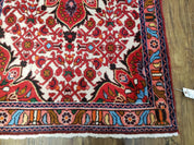 3' 2' X 5' 1" Handmade Floral Wool Rug Red Beige /Ivory