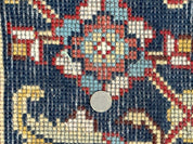 Indo Heriz Rug 8x10, Red and Navy Blue, Allover Pattern, Wool Handmade Carpet