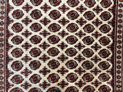 Persian Turkoman Rug 7x8, Almost Square Rare, Hand Knotted, Yamud, Bohemian Rug, Handmade Tribal Rug, Cream Red, Handmade Oriental Carpet