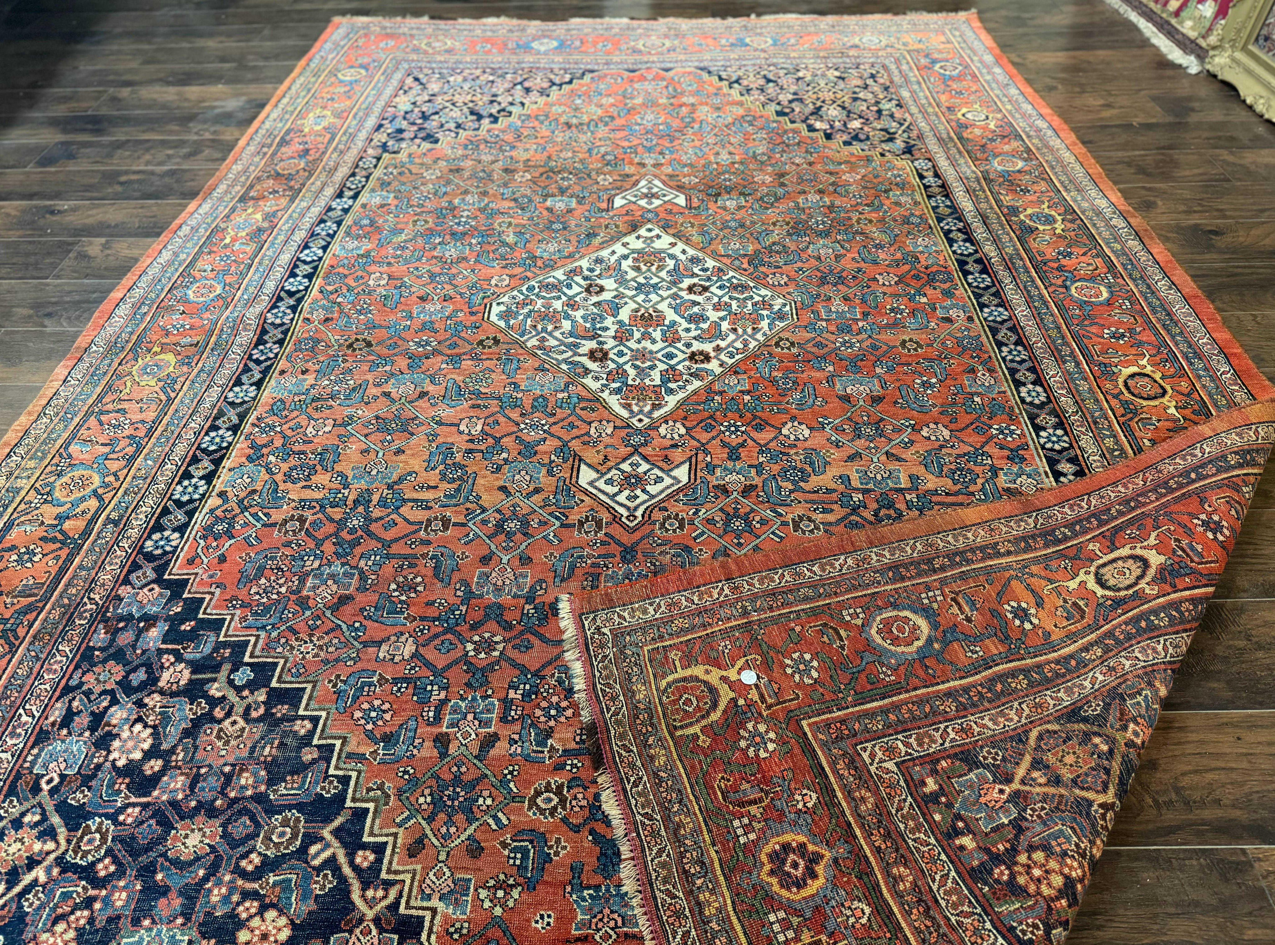 Antique Persian Bidjar Rug 8x12, Rare Persian Carpet