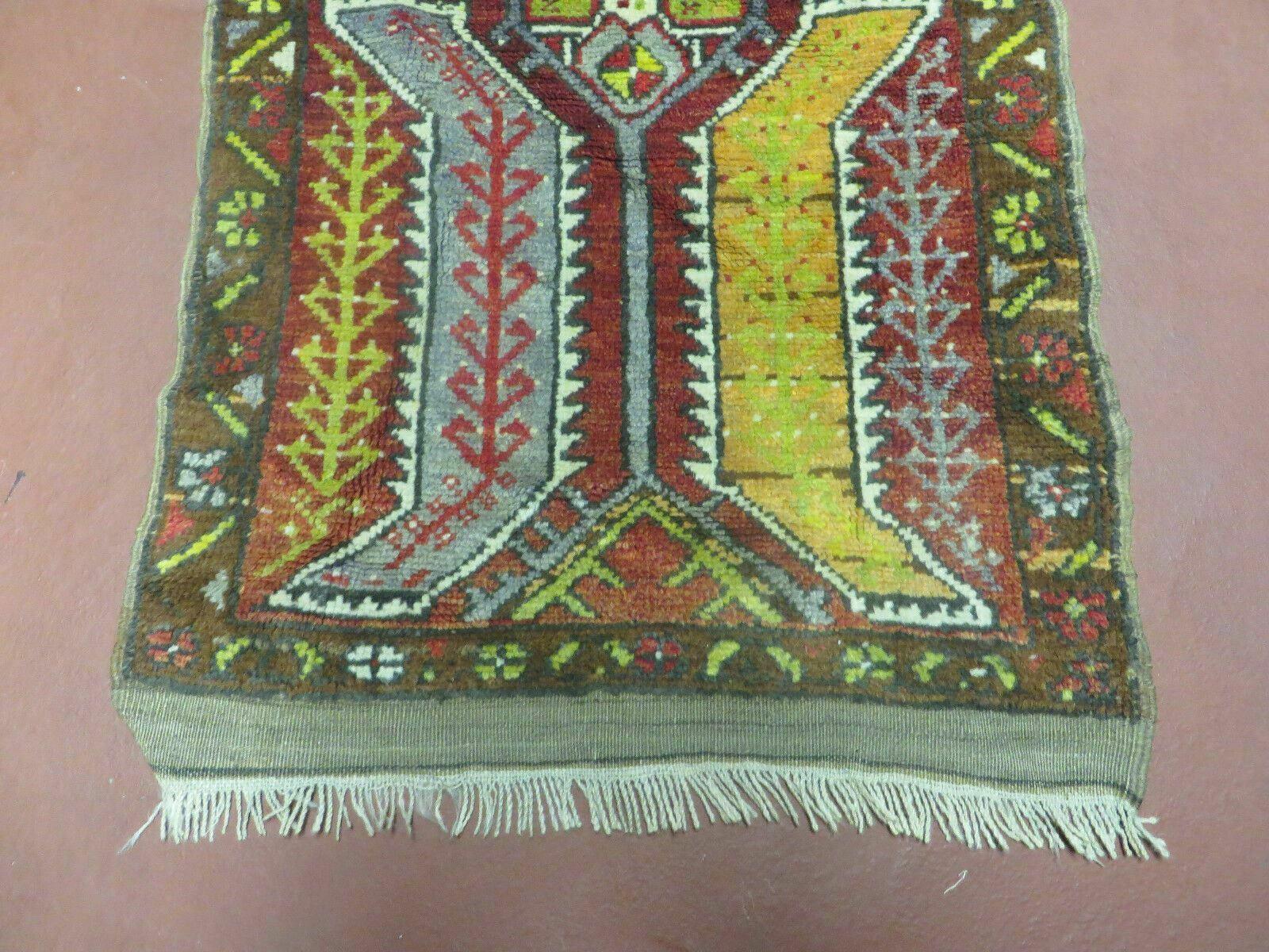 Small Turkish Yastik Rug 1.9 x 2.10, Antique Handmade Oushak Carpet