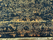 Area Rug 8x10 High Quality Handmade Oriental Carpet, Modern Contemporary Rug, Rug for Living Room, Wool Rug, Blue and Gold, Pakistani Rug