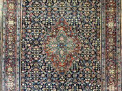 Persian Rug 4x7 Antique Sarouk Farahan Carpet, Navy Blue and Red Wool Rug