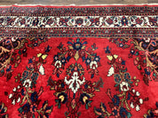 Palace Size Persian Rug 11x18, Red, Bibikabad Rug, Handmade Large Wool Carpet, Persian Hamadan Rug, Dargazin Rug
