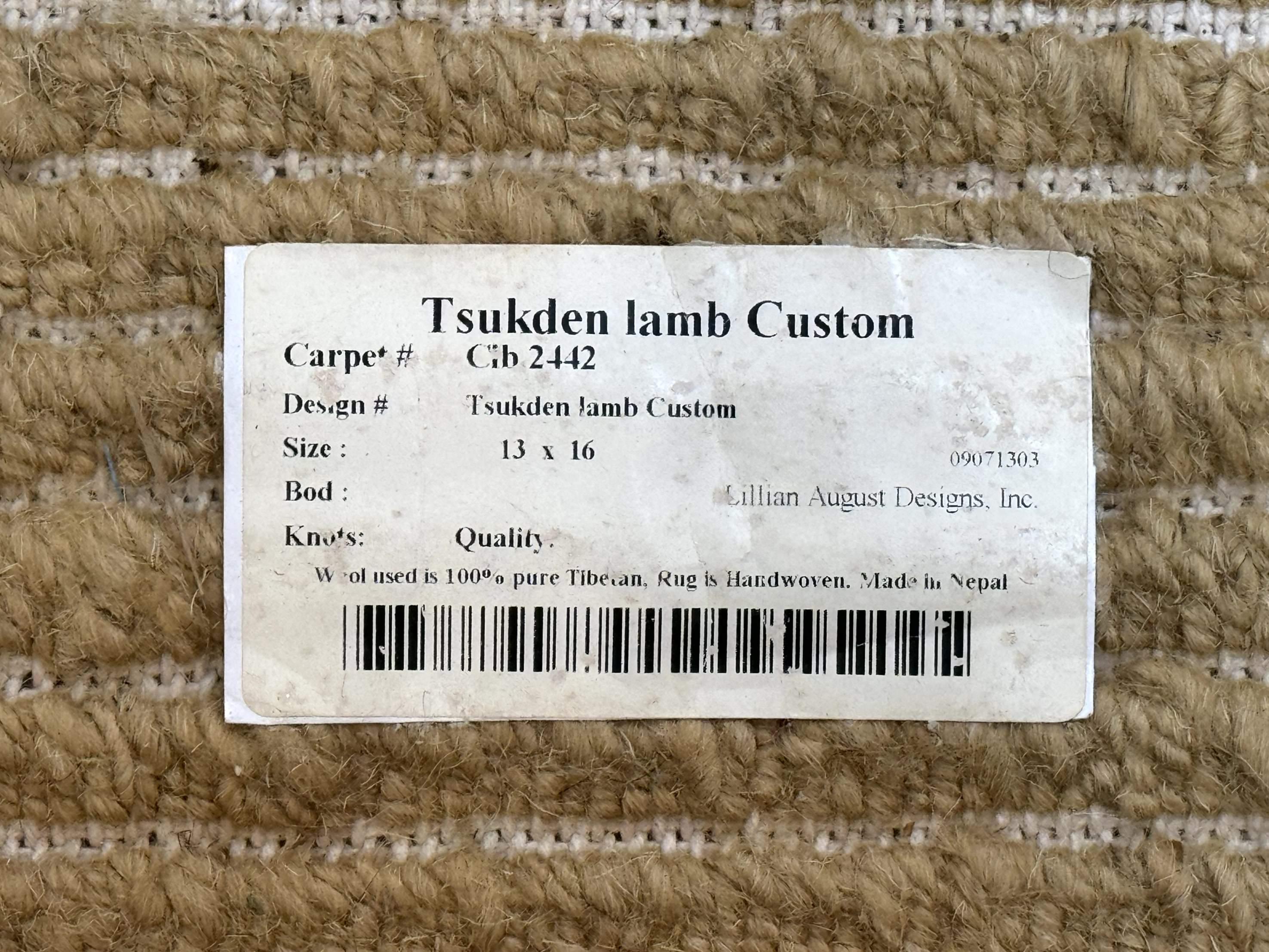 Modern Nepali Rug 13 x 15.6, Palace Size Wool Custom Made Rug, Tan, Large Nepali/Tibetan Carpet