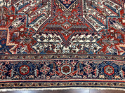 Antique Persian Heriz Rug – 11x16 Palace Size, Geometric Medallion, 1920s