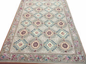 9x13 Needlepoint Carpet, French Design Rug, Hand-Knotted, Brand New Needlepoint Rug 9 x 13, English French European Style, Beige Floral