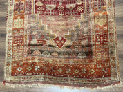 Antique Turkish Melas Rug 4x7, Tribal Geometric Unique Collectible Hand Knotted Wool Oriental Carpet, Rare 1920s Rug, Burnt Orange Red