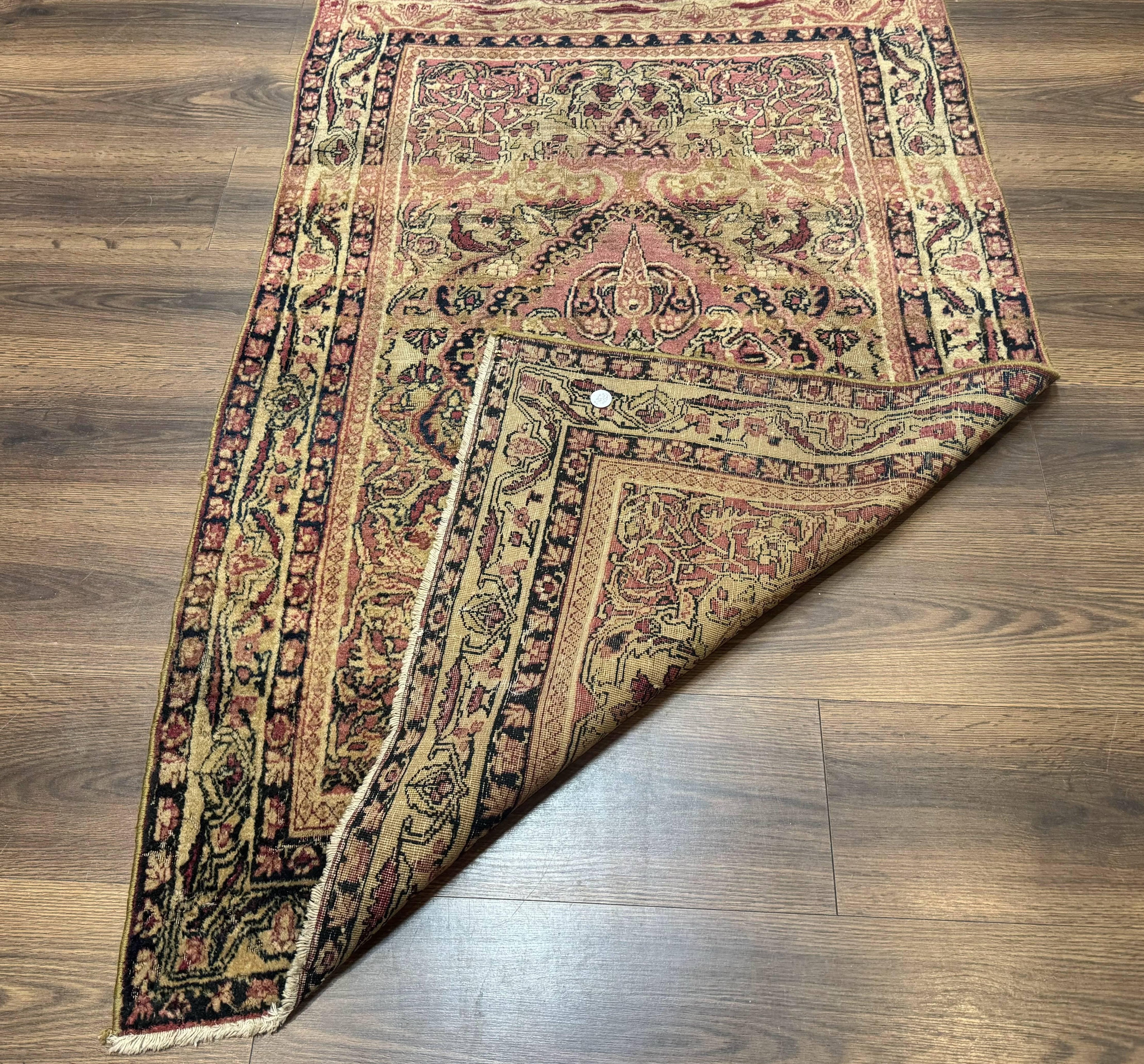 Antique Persian Lavar Rug 3x5, Persian Kerman Rug, Traditional Persian Carpet