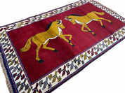 4 X 7 Handmade Hand-Knotted Quality Wool Rug Horses Zagros Red Mustard Gold New