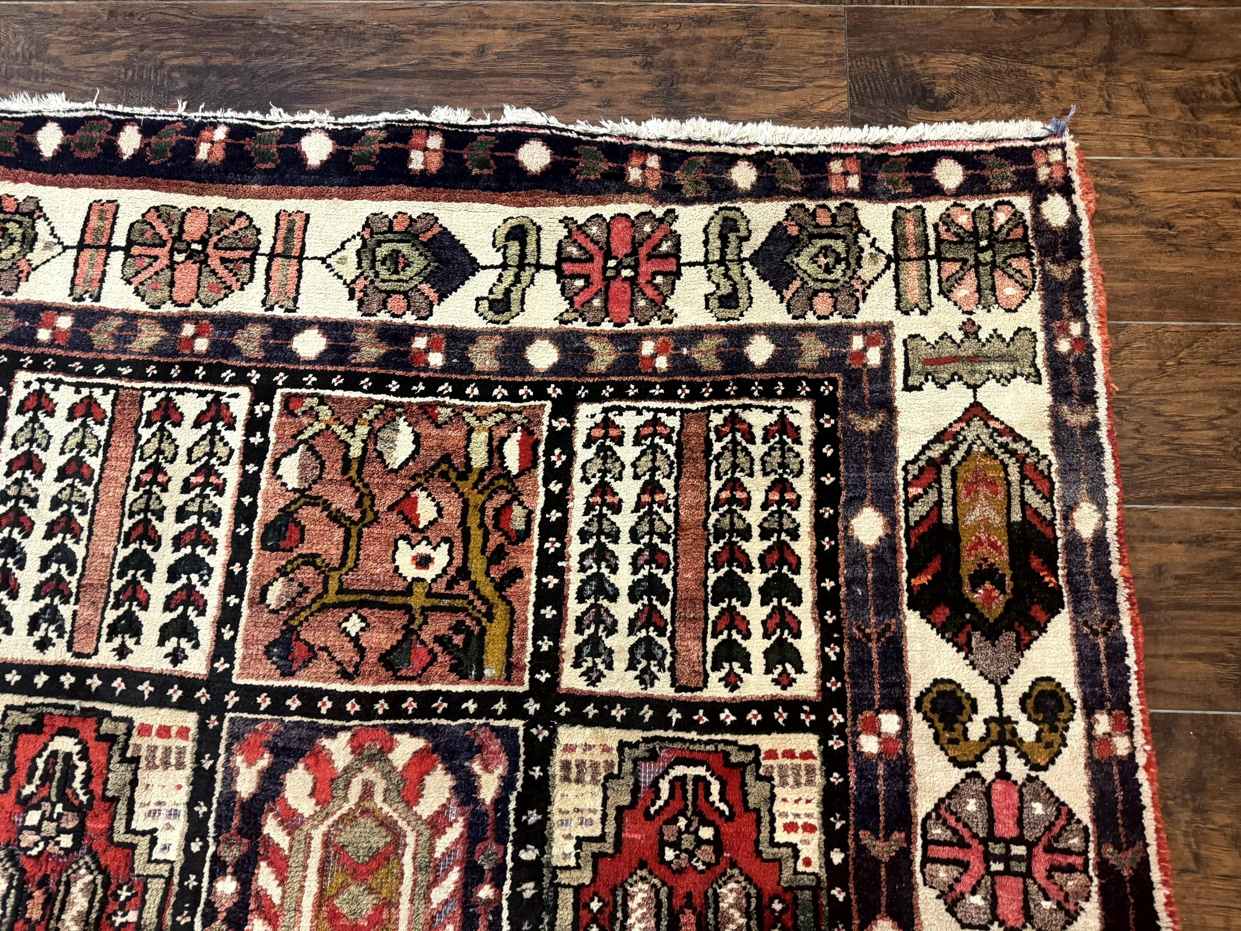 Persian Bakhtiari Tribal Rug 7x10, Panel Design, Semi Antique