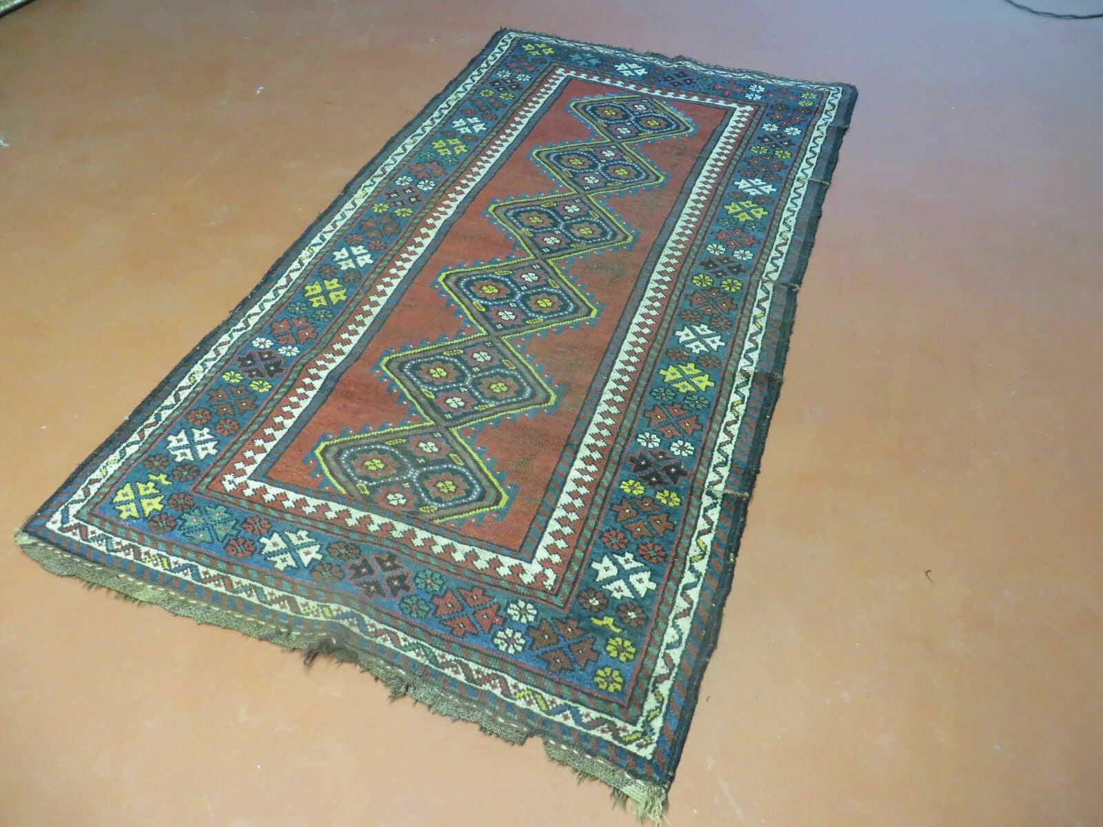 3' X 6' Antique 1920s Handmade Caucasian Karabagh Ganjeh Talesh Wool Rug Nice