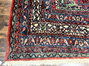 Antique Persian Hamadan Tribal Rug 8x10, Red and Ivory, Medallion Rug, Wool Handmade Carpet