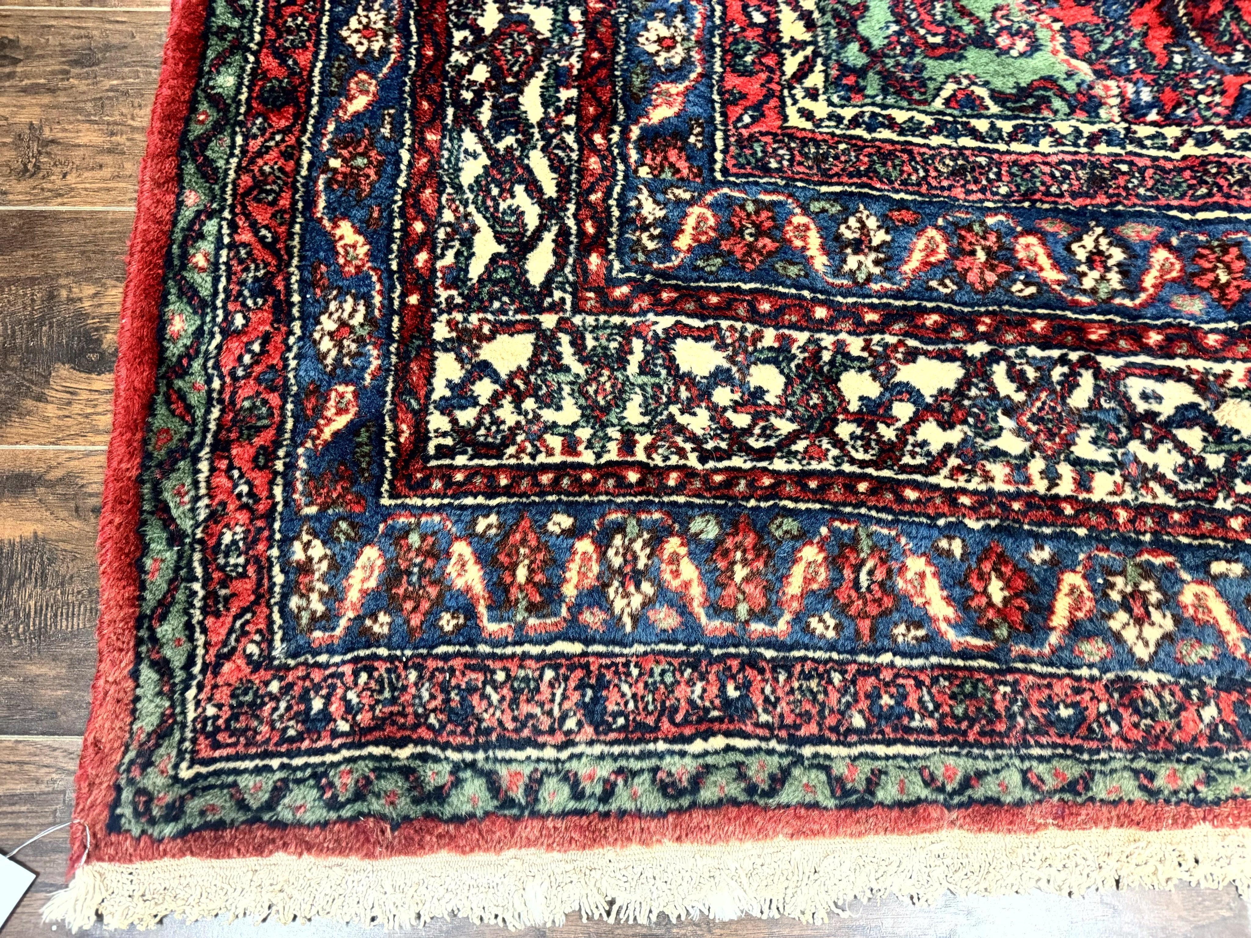 Antique Persian Hamadan Tribal Rug 8x10, Red and Ivory, Medallion Rug, Wool Handmade Carpet