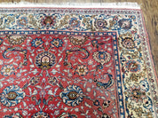 Semi Antique Persian Kashan Rug, Red & Beige, Hand-Knotted, Wool, 4'7" x 6' 6", Pair B
