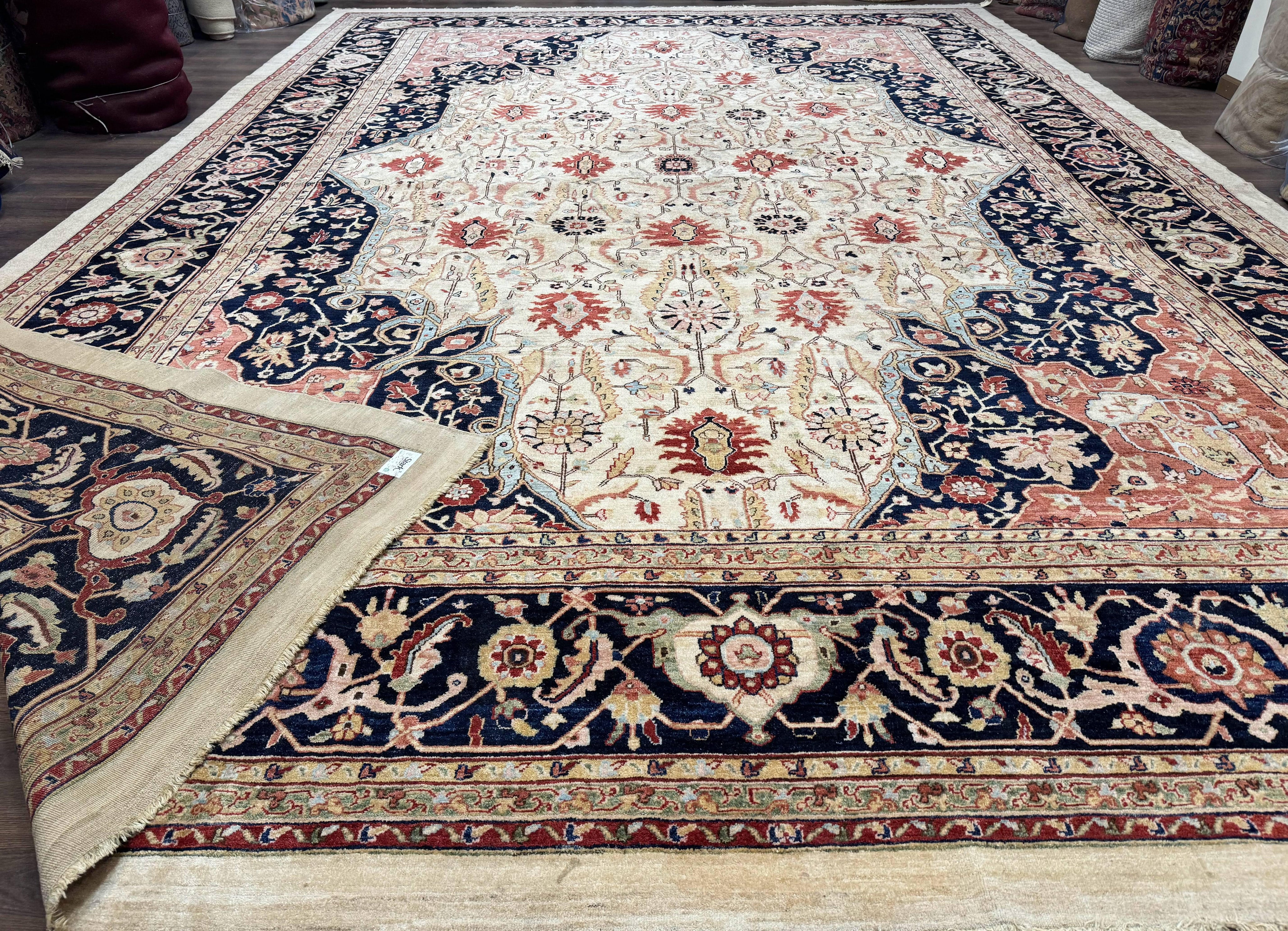 Large Palace Sized Stark Carpet 13x19, Traditional Wool Handmade Rug, Beige