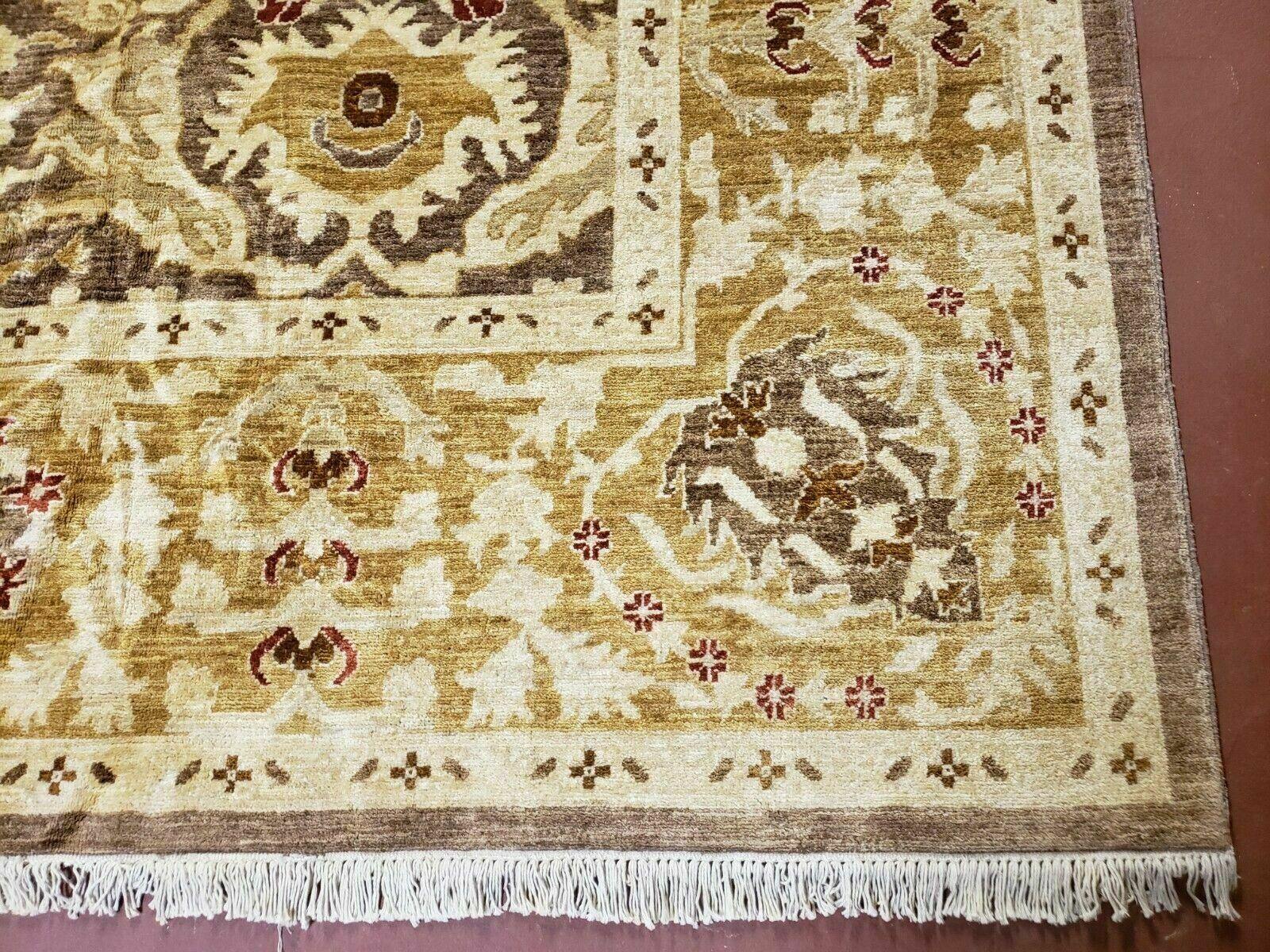 10' X 14' Handmade Pak Peshavar Chobi Agra Wool Carpet Coffee Brown Gold