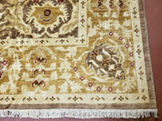 10' X 14' Handmade Pak Peshavar Chobi Agra Wool Carpet Coffee Brown Gold